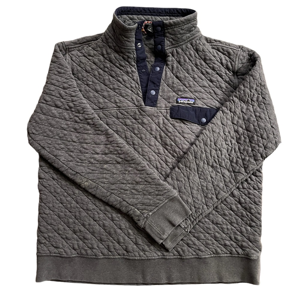 Patagonia Men's Organic Cotton Quilt Snap-T Pullover Top - Large Gray